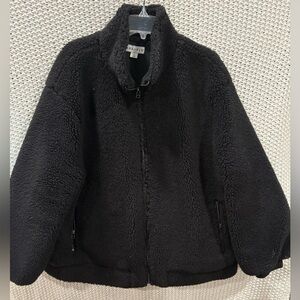 AVA & VIV Black Fleece-Style Lined Zip Front Jacket 100% Polyester; Size 2X